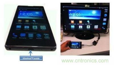 SlimPort支持新一代智能機(jī)和平板電腦連接至任何高清顯示設(shè)備，并兼容MyDP標(biāo)準(zhǔn)