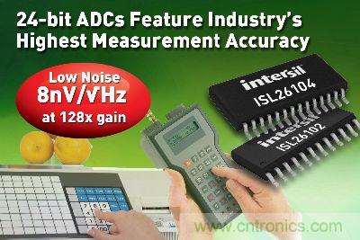 圖題:Intersil推出具有業(yè)內最高測量精度的新24位模/數(shù)轉換器