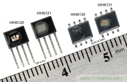 圖2：霍尼韋爾HumidIcon數(shù)字式溫濕度傳感器在單一小型封裝內(nèi)集成兩大功能，能在2.3Vdc低電壓下運行