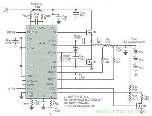 圖4:3. 3A電流、6節(jié)電池(36V)SLA電池充電器