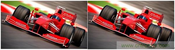 右側(cè)圖片按照DSC規(guī)范進(jìn)行了2.5x壓縮，左側(cè)圖片未經(jīng)壓縮。瀏覽者很難看出兩者的差別。