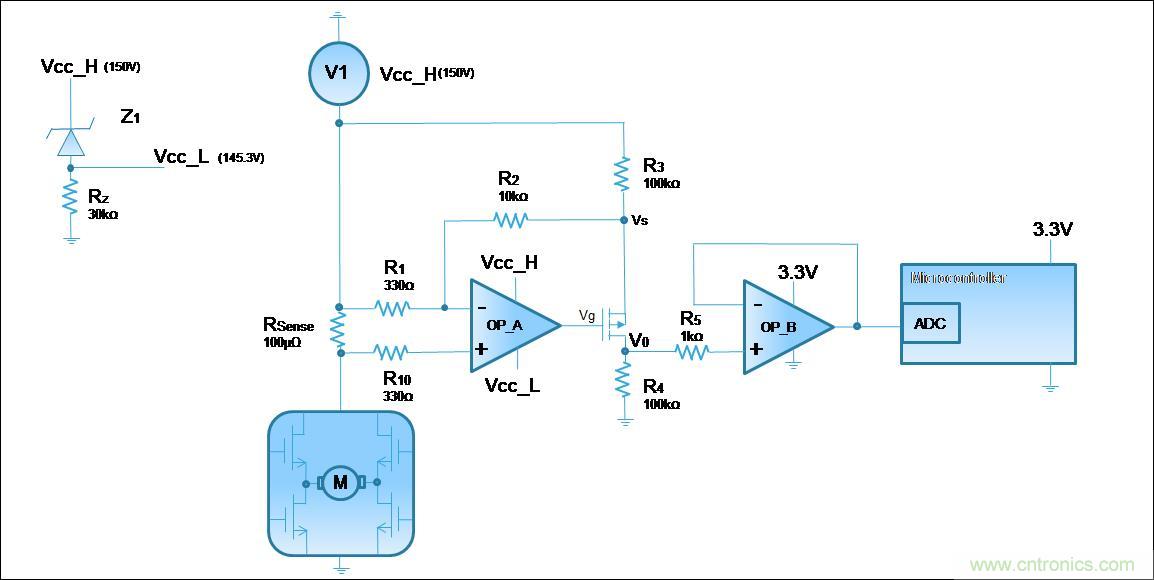 低壓運(yùn)放如何檢測(cè)高壓上橋臂電流？