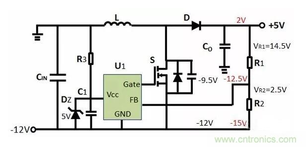 如何實現(xiàn)-12V輸入到+5V輸出? 如何實現(xiàn)-12V輸入到+5V輸出?