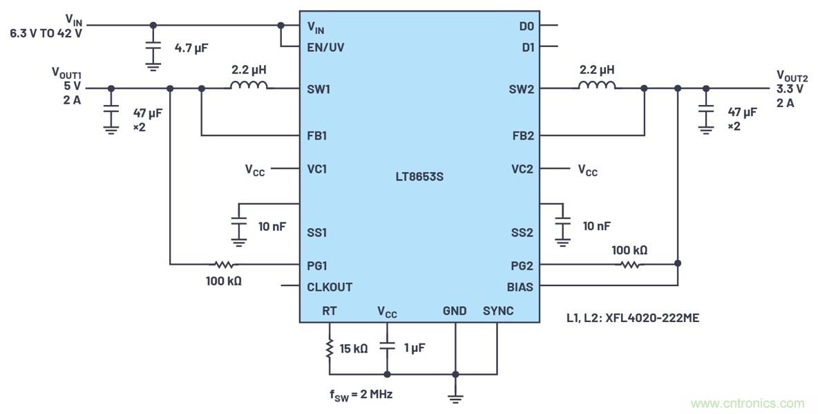 具有6.2 &micro;A靜態(tài)電流的雙通道、42 V、2 A、單片、同步降壓型Silent Switcher 2穩(wěn)壓器