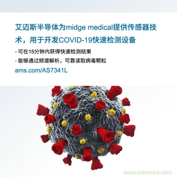 艾邁斯為midge medical提供傳感器技術(shù)，用于開發(fā)COVID-19快速檢測設(shè)備