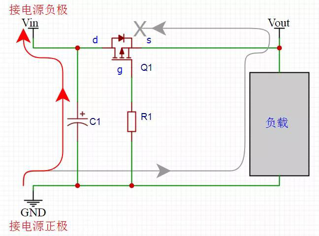 MOS管防電源反接電路 MOS管防電源反接電路